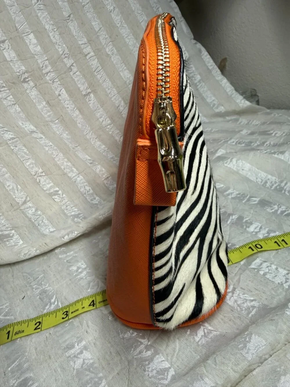 Toss Designs Madagascar Zebra Print Orange Cosmetic Makeup Bag Pouch